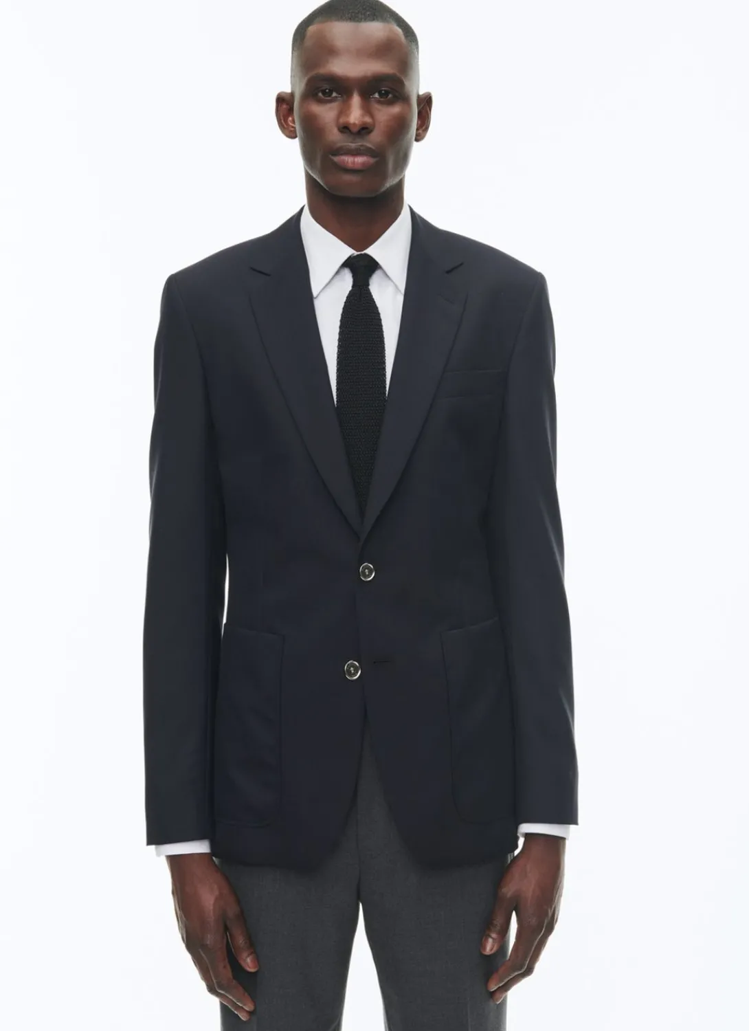 Fursac Organic Wool Canvas Blazer Jacket Navy Blue Sale
