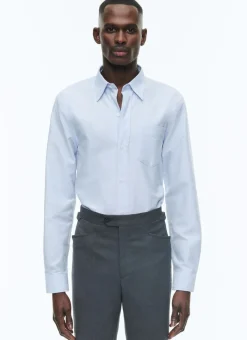 Fursac Oxford Cotton Shirt With Swallow Collar Sky Blue Store