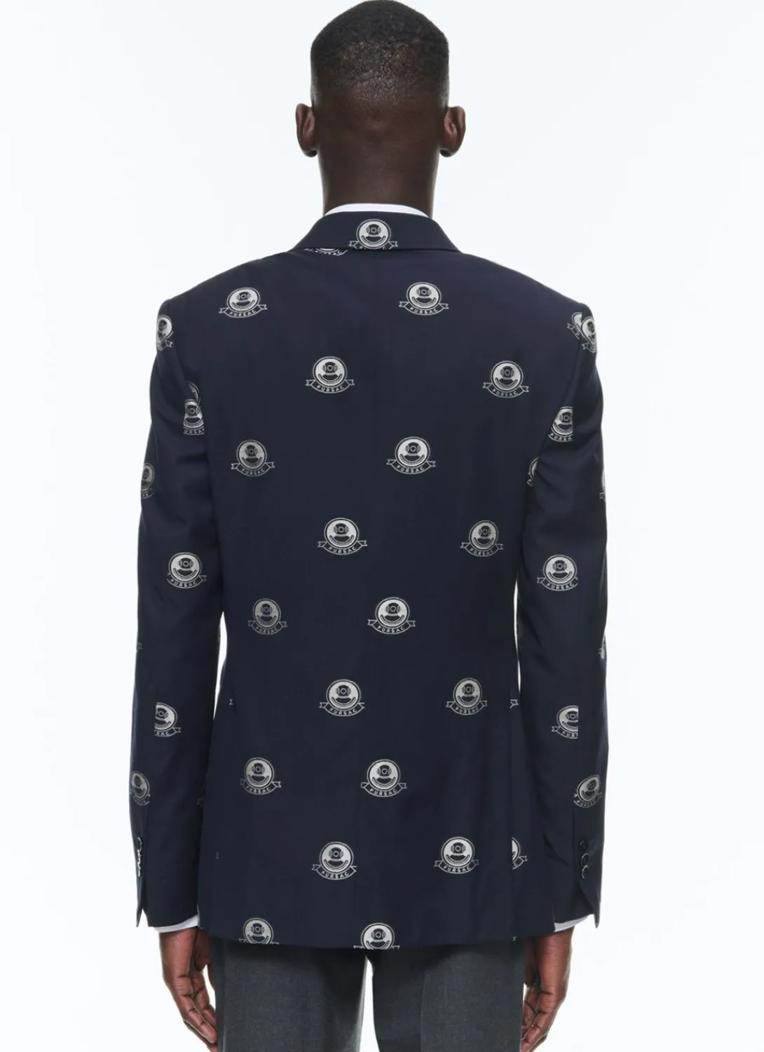 Fursac Patterned Wool Double-Breasted Suit Navy Blue - Diving Suit Jacquard Pattern Cheap