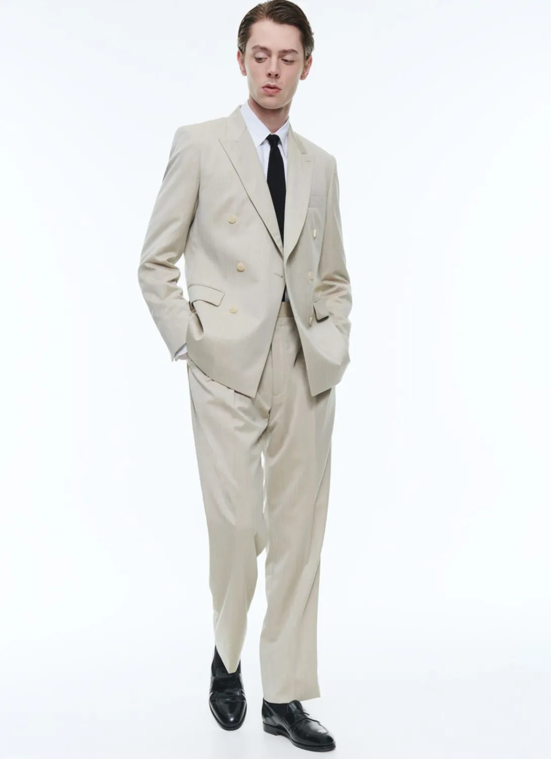 Fursac Patterned Wool Double-Breasted Suit Beige - Houndstooth Pattern Best
