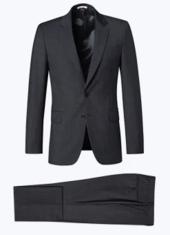 Fursac Prince Of Wales Wool Canvas Suit Grey - Blue Prince Of Wales Pattern Hot