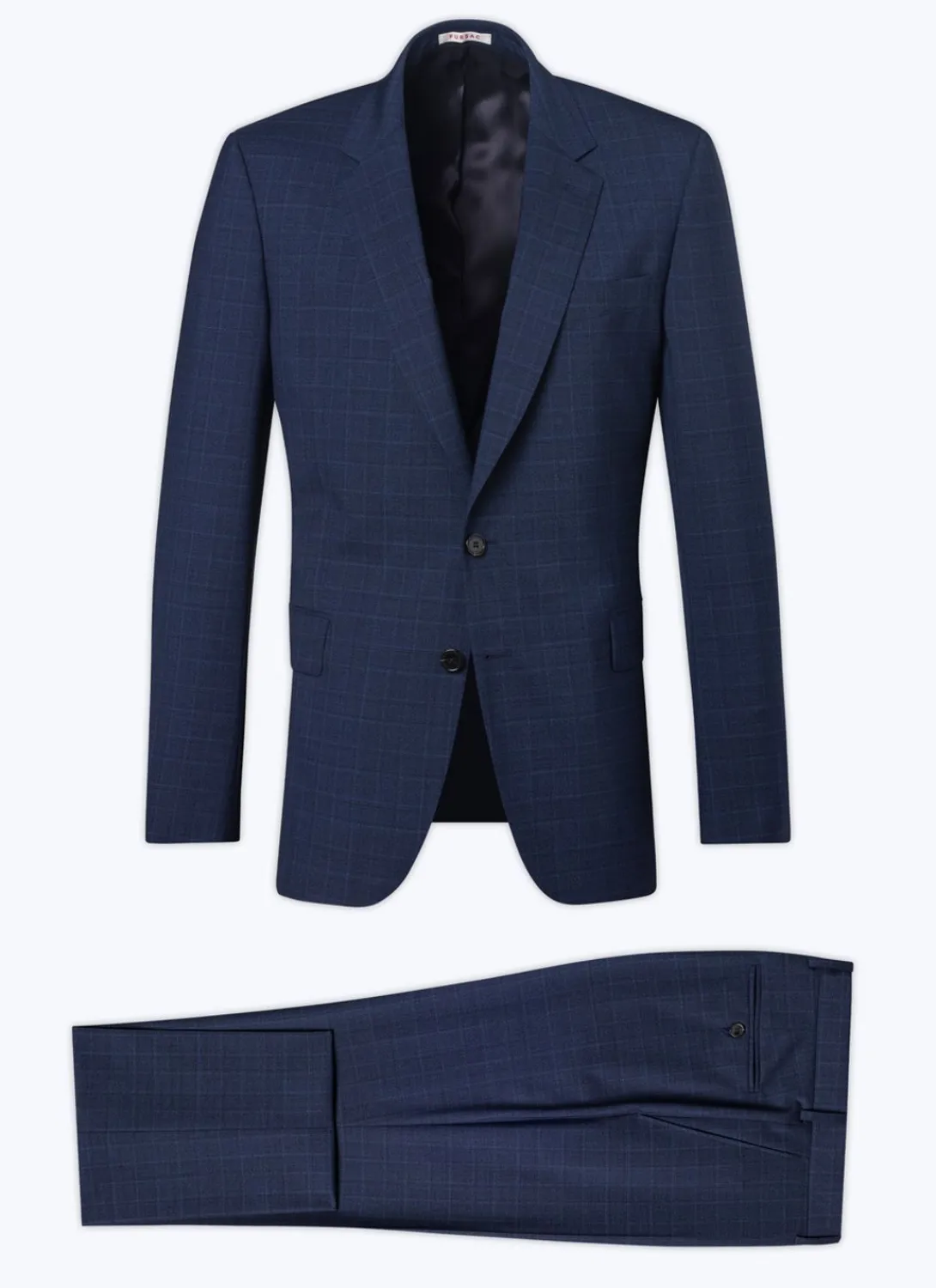 Fursac Prince Of Wales Wool Canvas Suit Navy Blue - Prince Of Wales Pattern Shop
