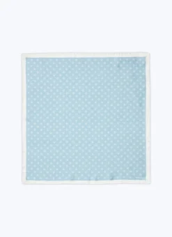 Fursac Printed Silk Twill Pocket Square Sky Blue Hot
