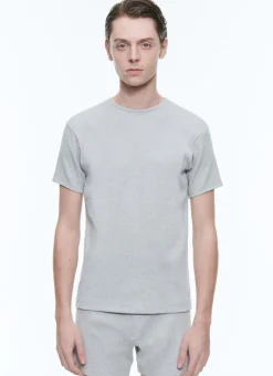 Fursac Ribbed Cotton Jersey Ringer T-Shirt Grey Store