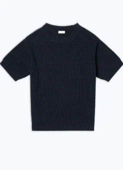Fursac Ribbed Wool And Cotton Sweater Navy Blue Best
