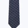 Fursac Silk Jacquard Tie Navy Blue - Sky Blue Flowers Pattern Cheap