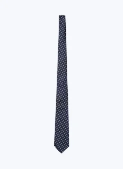 Fursac Silk Jacquard Tie Navy Blue - Sky Blue Flowers Pattern Cheap