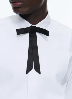 Fursac Silk Satin Long Bow Tie Black - Tone On Tone Tabby Fashion