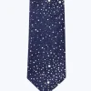 Fursac Silk Satin Tie Navy Blue - Stars Print Cheap