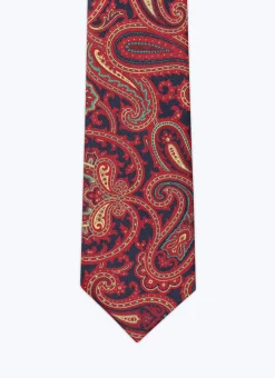 Fursac Silk Satin Tie Burgundy - Paisley Print Online