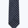 Fursac Silk Satin Tie With Pattern Navy Blue - Fancy Jacquard Micro-Design Online