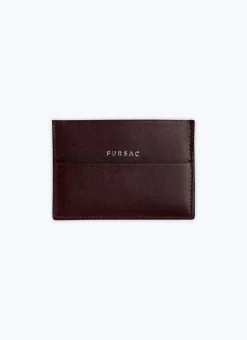 Fursac Smooth Leather Card Holder Burgundy Shop