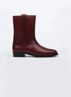 Fursac Split Leather Camargue Style Boots Burgundy Outlet