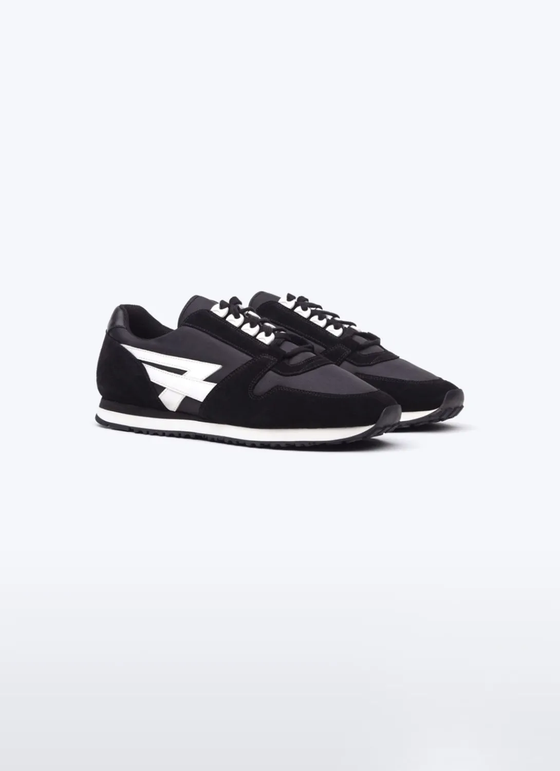 Fursac Suede Leather And Nylon Sneakers Black And White Discount