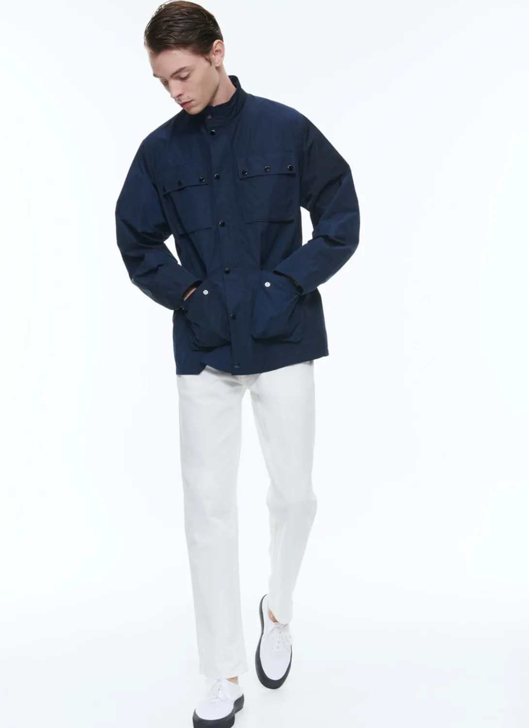 Fursac Technical Canvas Multipockets Parka Navy Blue Store