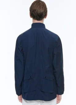 Fursac Technical Canvas Multipockets Parka Navy Blue Store
