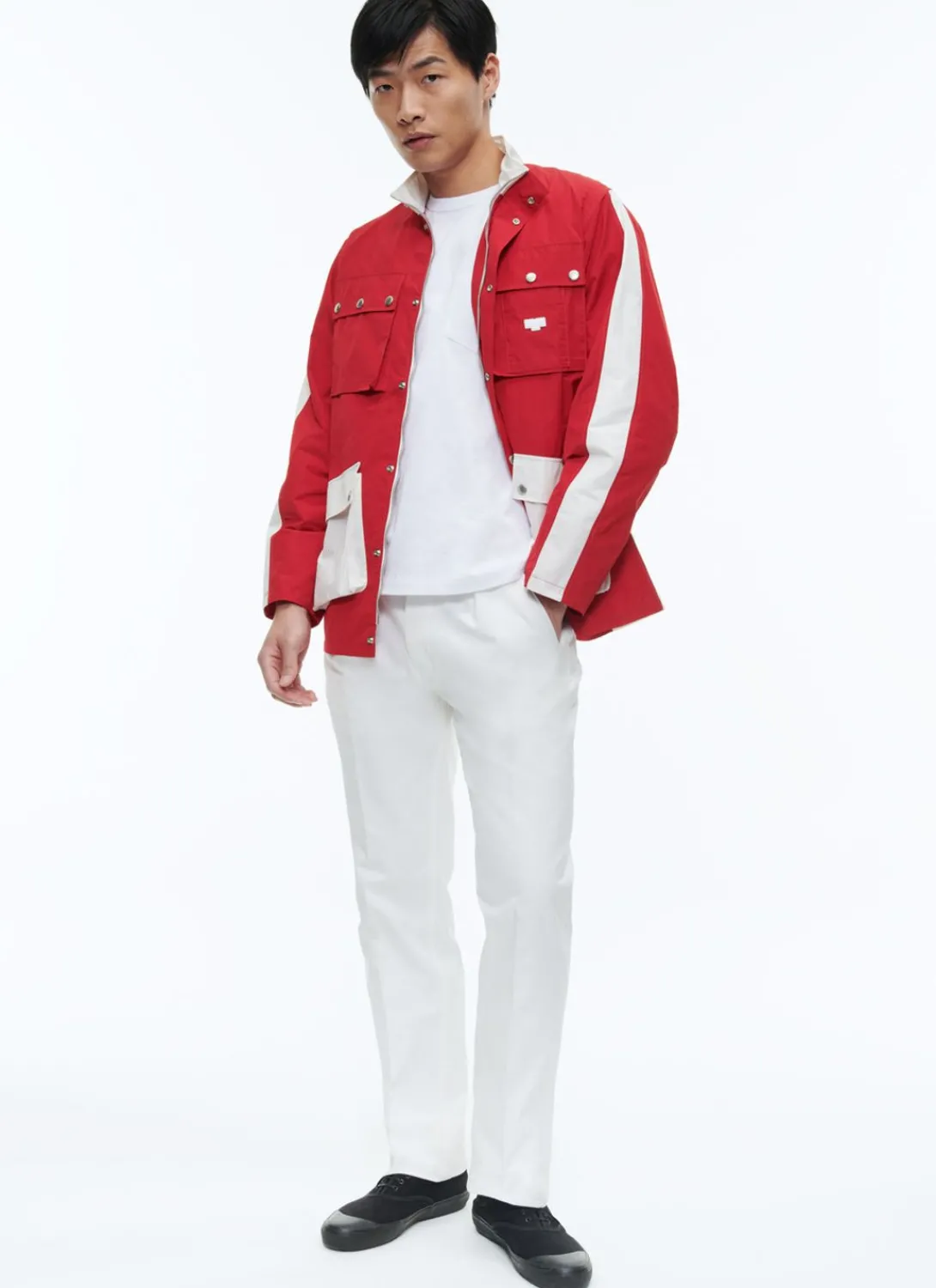 Fursac Technical Canvas Multipockets Parka Red New