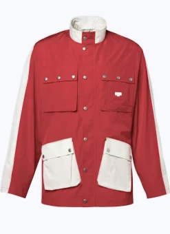 Fursac Technical Canvas Multipockets Parka Red New