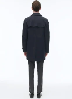 Fursac Technical Serge Water-Repellent Coat Navy Blue Cheap