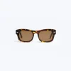 Fursac Tortoise Rectangular Sunglasses Tortoise - Brown Lenses Fashion