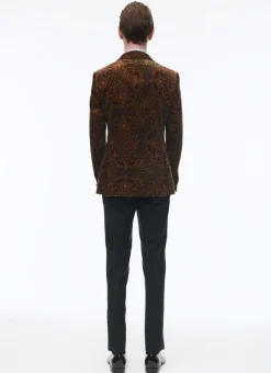 Fursac Velvet Fitted Tuxedo Brown - Paisley Print Best Sale