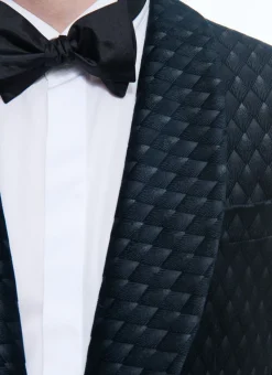 Fursac Velvet Shawl Collar Tuxedo Carbon Blue - Peacock Feather Pattern Cheap