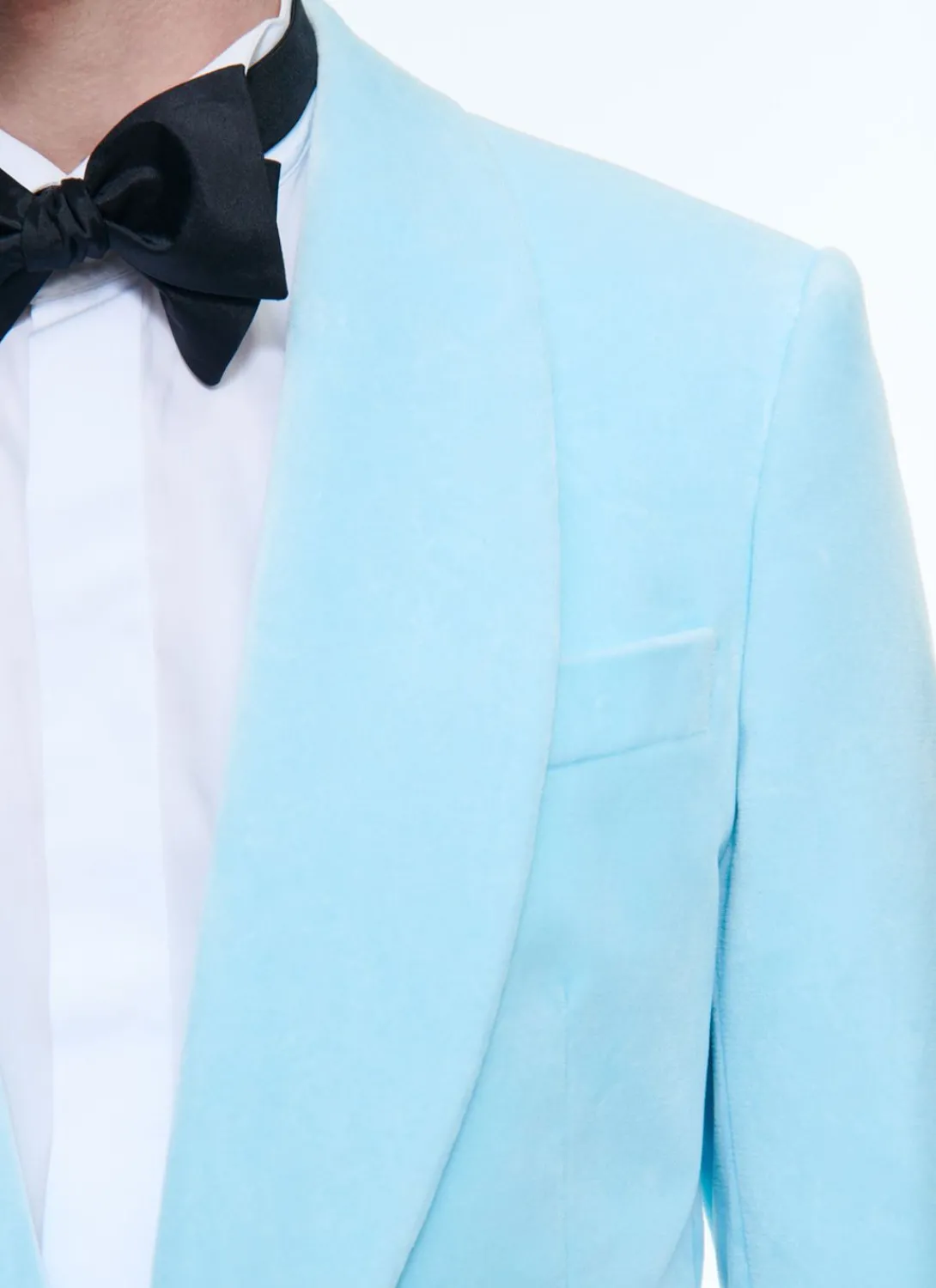 Fursac Velvet Shawl Collar Tuxedo Ice Blue New