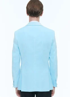 Fursac Velvet Shawl Collar Tuxedo Jacket Ice Blue Cheap