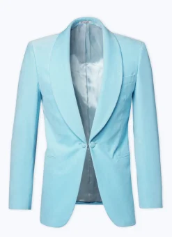 Fursac Velvet Shawl Collar Tuxedo Jacket Ice Blue Cheap
