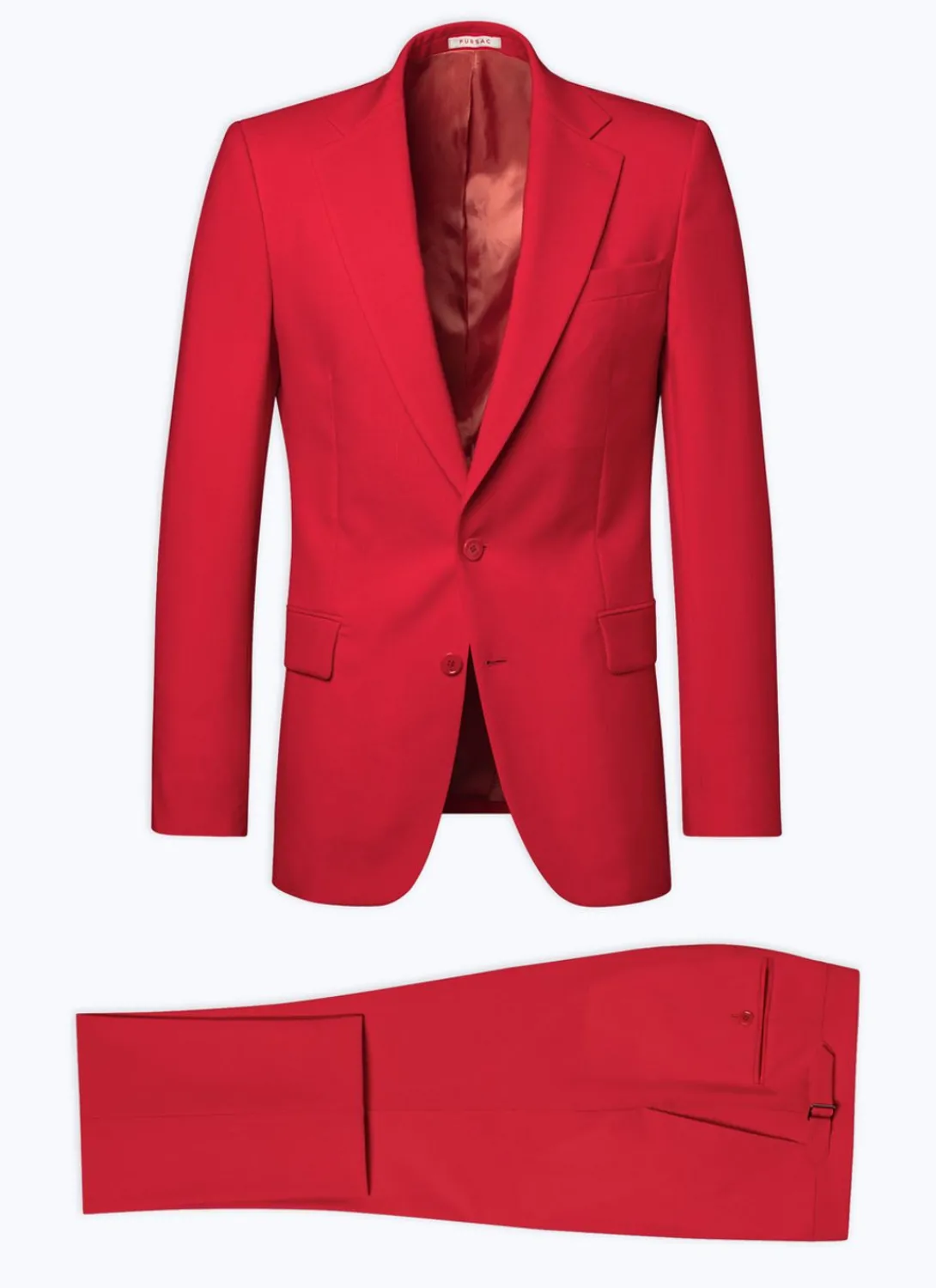 Fursac Virgin Wool Canvas Fitted Suit Red Flash Sale