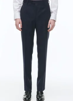 Fursac Virgin Wool Fitted Suit Navy Blue - Stripes Shop