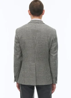 Fursac Virgin Wool Straight Jacket Black And White Houndstooth Hot