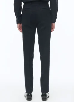 Fursac Virgin Wool Tweed Fitted Trousers Navy Blue Discount