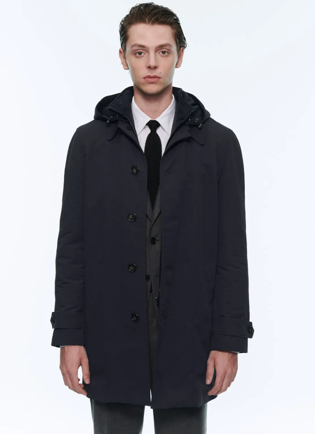 Fursac Water-Repellent Canvas Parka Navy Blue Discount