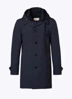 Fursac Water-Repellent Canvas Parka Navy Blue Discount