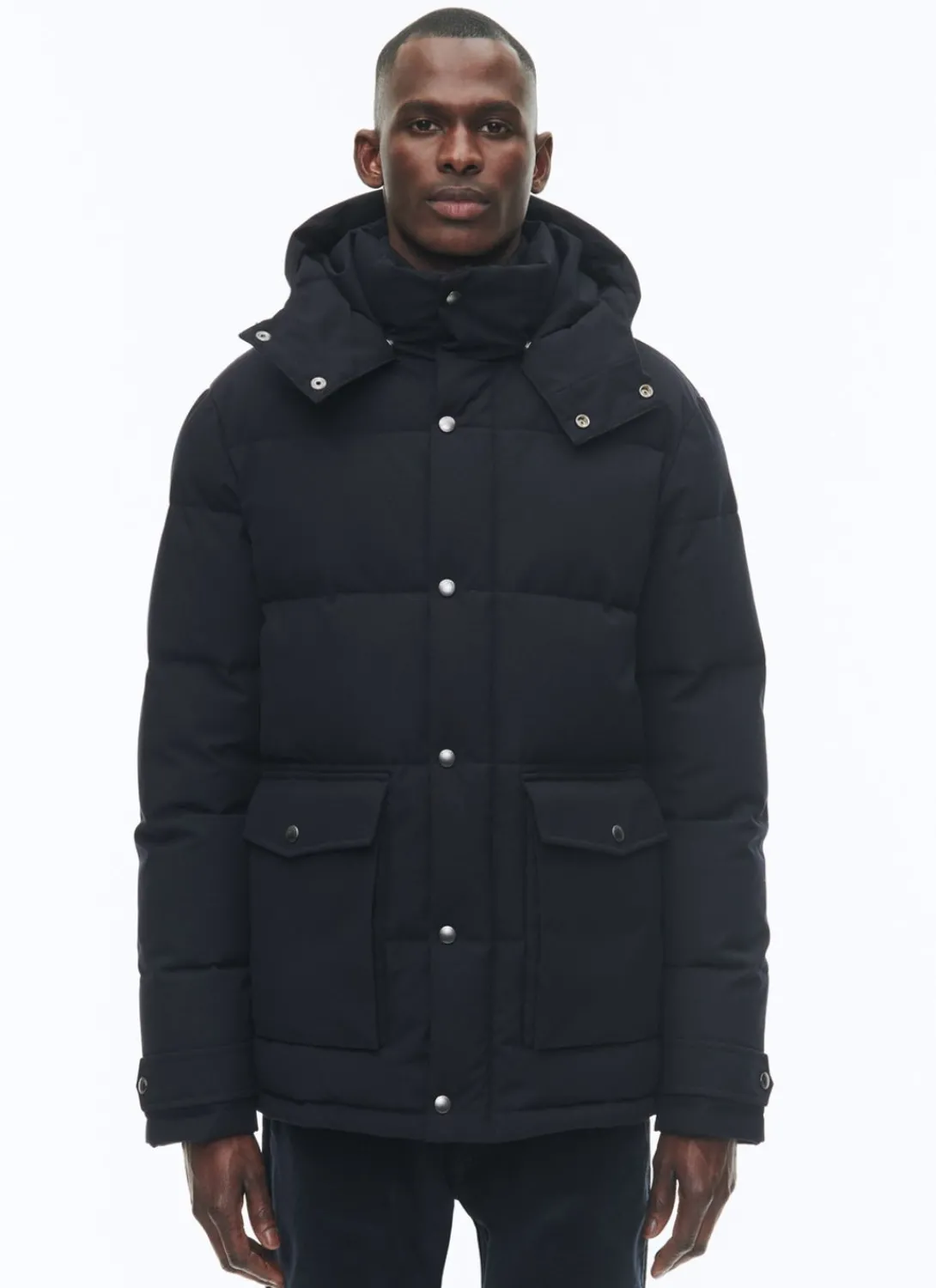 Fursac Water-Repellent Down Jacket With Hood Navy Blue Shop
