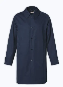 Fursac Water-Repellent Solaro Cotton Coat Navy Blue Best