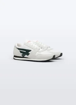 Fursac White Leather And Nylon Sneakers White - Green Logo New