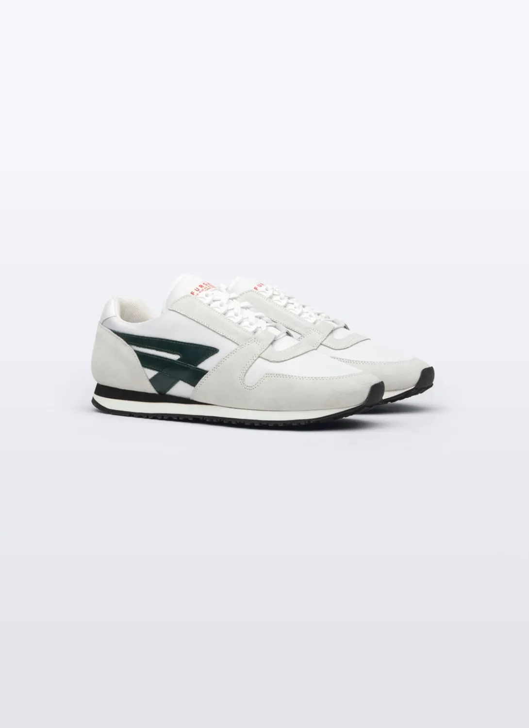 Fursac White Leather And Nylon Sneakers White - Green Logo New