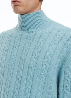 Fursac Wool And Cashmere Cable-Knit Sweater Sky Blue Outlet