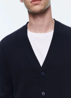 Fursac Wool And Cashmere Cardigan Navy Blue Fashion