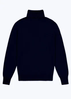 Fursac Wool And Cashmere Roll Neck Sweater Navy Blue Fashion
