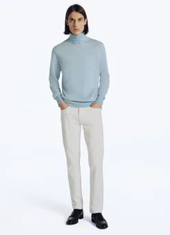 Fursac Wool And Cashmere Roll Neck Sweater Sky Blue Store