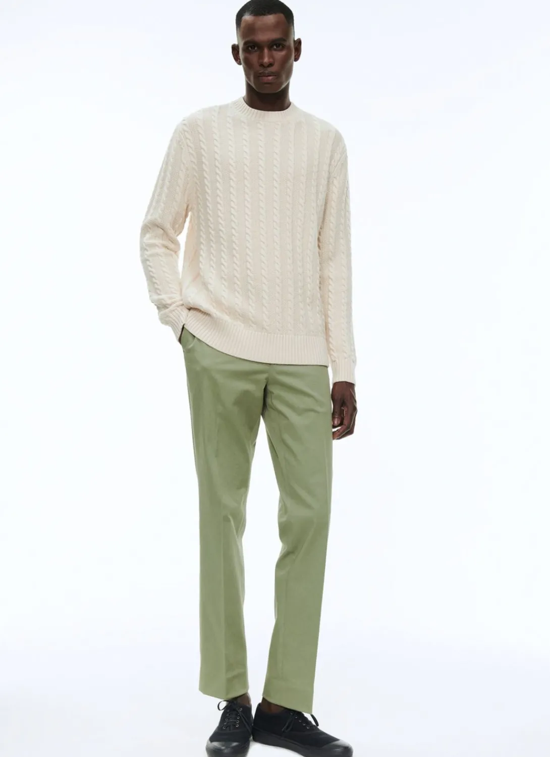 Fursac Wool And Cotton Cable Knit Sweater Ecru Best Sale