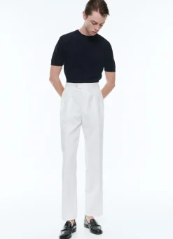 Fursac Wool And Cotton Pleated Trousers Ecru Clearance
