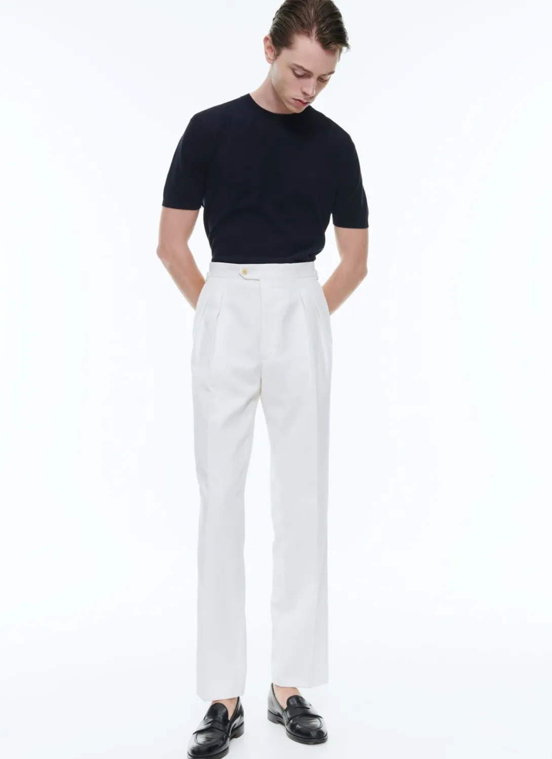 Fursac Wool And Cotton Pleated Trousers Ecru Clearance