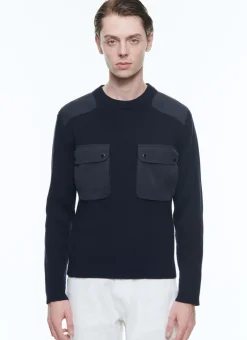 Fursac Wool And Cotton Ribbed Sweater Blue Discount