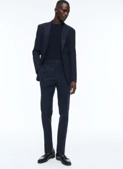 Fursac Wool And Cotton Seersucker Jacket Navy Blue - Tone On Tone Gingham Pattern Best