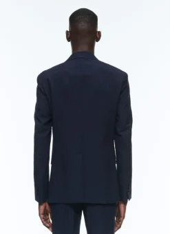 Fursac Wool And Cotton Seersucker Suit Navy Blue - Tone On Tone Gingham Pattern Online