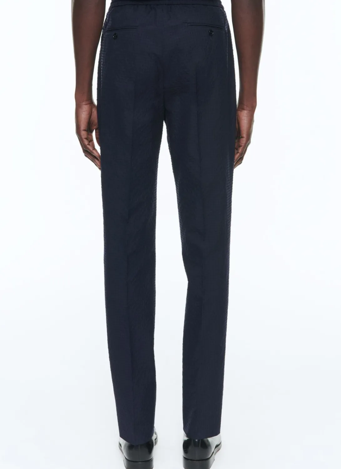 Fursac Wool And Cotton Seersucker Suit Navy Blue - Tone On Tone Gingham Pattern Online